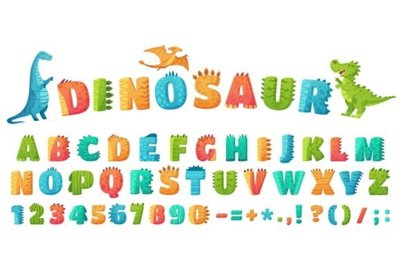 Download Cartoon Dino Font. Dinosaur Alphabet - Dino Collection