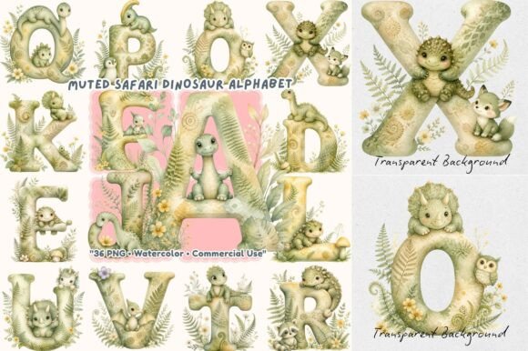 Download Muted Safari Dinosaur Alphabet PNG - Dino Collection