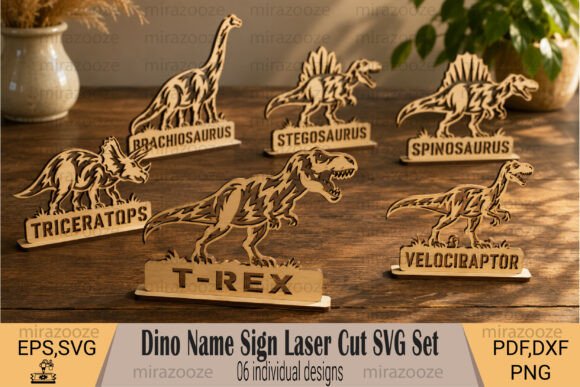 Download Dino Name Sign Laser Cut SVG Set - Dino Collection