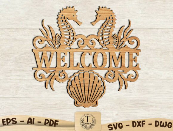 Download Seahorse Welcome Sign Laser Cut File SVG - Welcome sign laser cut Collection