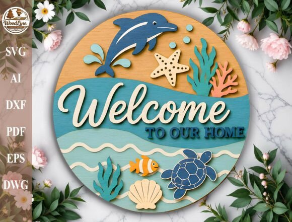Download Ocean Welcome Sign Laser Cut File SVG - Welcome sign laser cut Collection