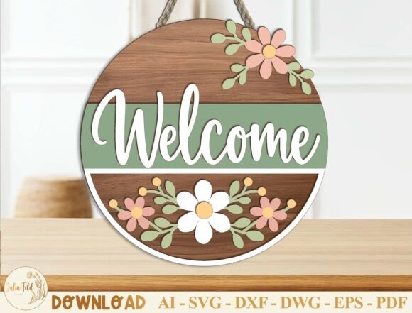 Download Floral Welcome Sign Laser Cut File SVG - Welcome sign laser cut Collection