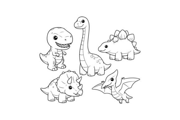 Download Cute Cartoon Dinosaurs Set Vector Illust - Dino Collection
