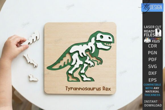 Download Dinosaur Skeleton Puzzle Laser Cut | CNC - Dino Collection
