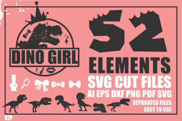 Download Dino Girls 52 Elements SVG Cut Files - Dino Collection