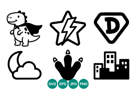 Download Cartoon Dinosaur and Star Lightning - Dino Collection