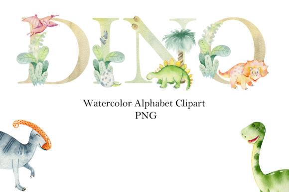 Download Watercolor Dinosaur Alphabet. - Dino Collection