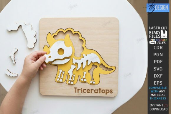 Download Dinosaur Skeleton Puzzle Laser Cut | CNC - Dino Collection