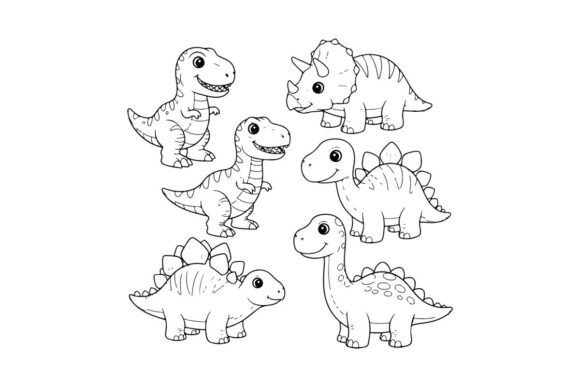 Download Cute Cartoon Dinosaurs Set Vector Illust - Dino Collection
