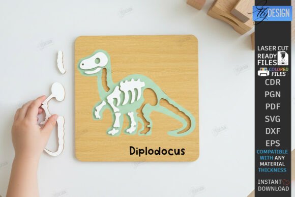 Download Dinosaur Skeleton Puzzle Laser Cut | CNC - Dino Collection