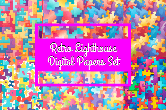 Download Retro Puzzle Digital Papers Set - Premium Resources