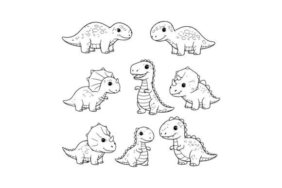 Download Cute Baby Dinosaurs Set Playful Cartoon - Dino Collection