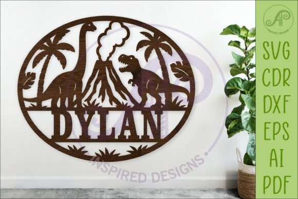 Download Dinosaur Name Sign SVG, Round Nursery - Dino Collection