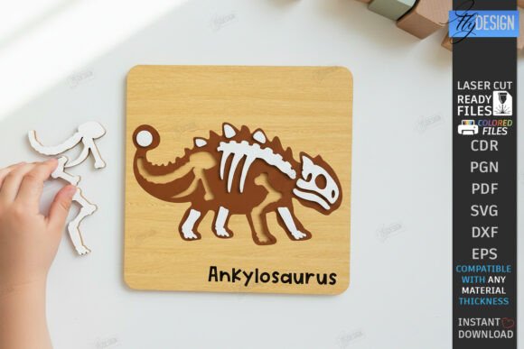Download Dinosaur Skeleton Puzzle Laser Cut | CNC - Dino Collection