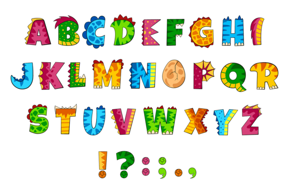 Download Dinosaur Alphabet. Cartoon Letters. Funn - Dino Collection