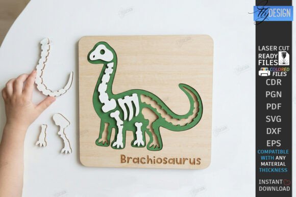 Download Dinosaur Skeleton Puzzle Laser Cut | CNC - Dino Collection