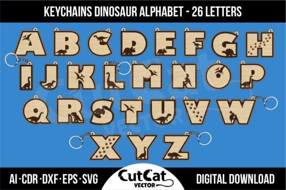 Download Keychain Alphabet Dinosaurs Letters SVG - Dino Collection