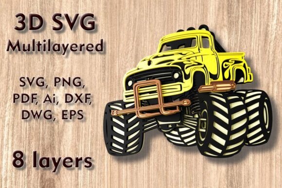 Download Monster Truck 3D SVG Multilayer Cut File - 3d svg Collection