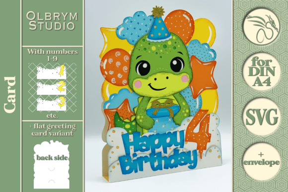 Download Dino Birthday Card , Kawaii Dinosaur SVG - Dino Collection