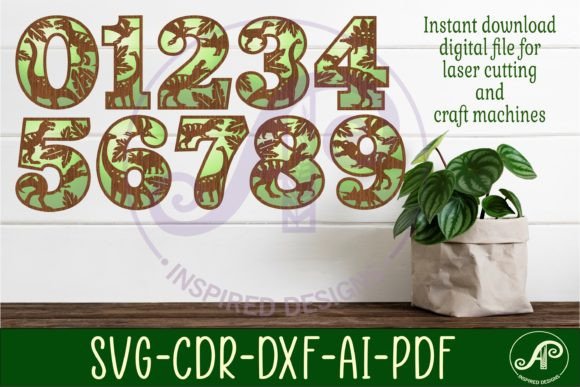 Download Dino Number Two Layer Wall Sign SVG Cut - Dino Collection