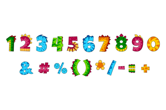 Download Cartoon Numbers in Dino Style. Decorativ - Dino Collection